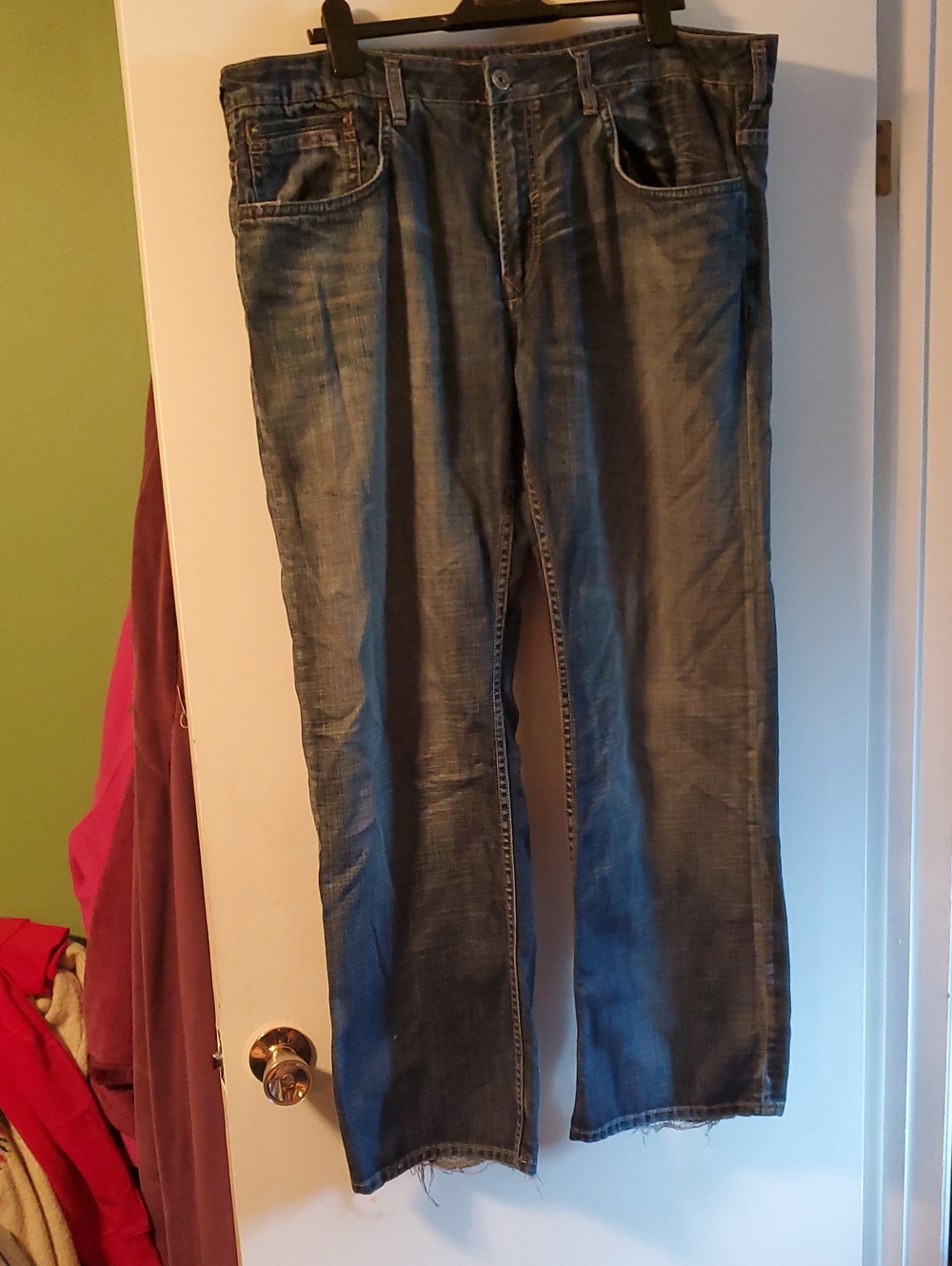 Men's David Bitton Buffalo Distressed Blue Straight-Leg Jeans 42x34